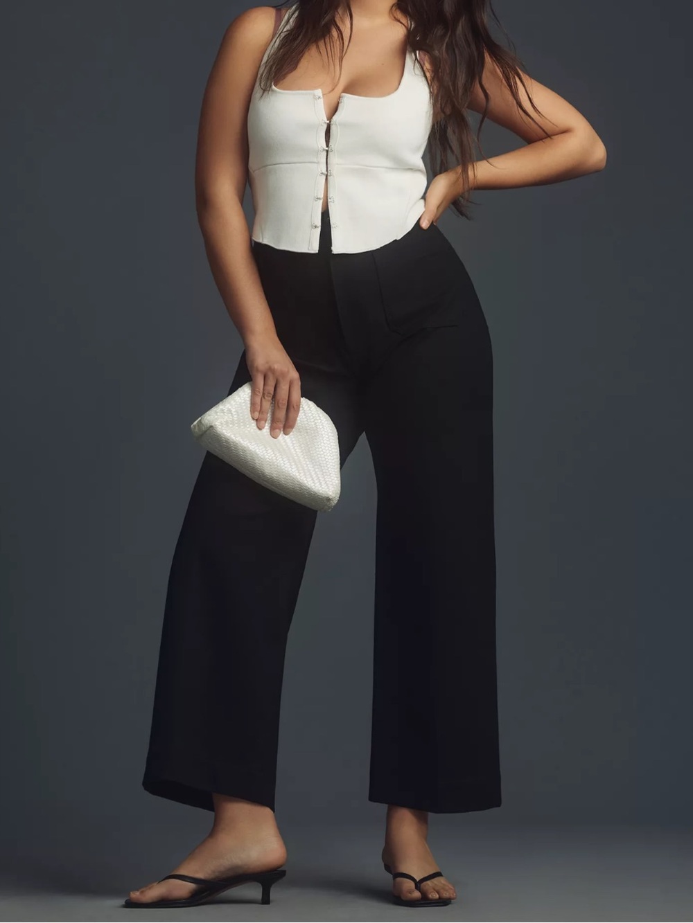 Maeve Anthropologie Womens The Colette Wide Leg Crop Pant Sz 26 Black High Rise